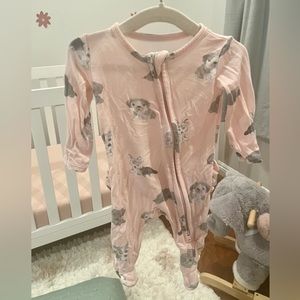 Angel Dear pink puppy ruffle zip footie